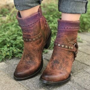 Lane Brown Ankle Boots with Studded Details